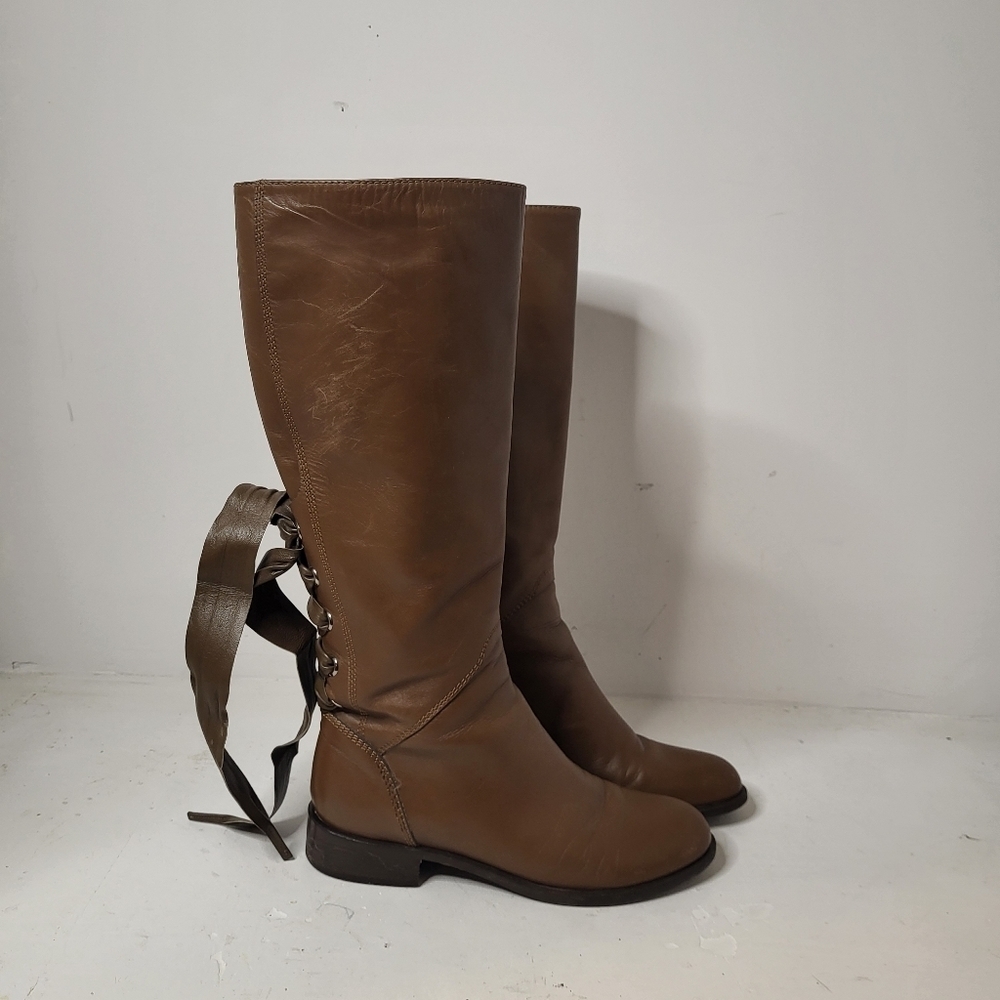 Valentino Ascot Ribbon Lace-Up Riding Boot Size 38 - Picture 3 of 14